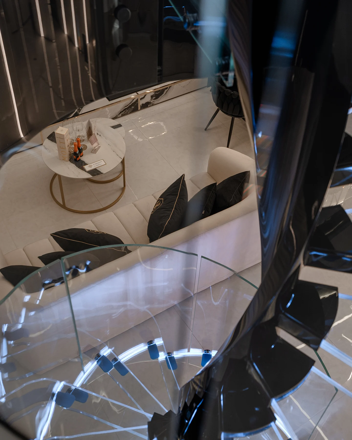 Illuminated spiral staircase — view 08